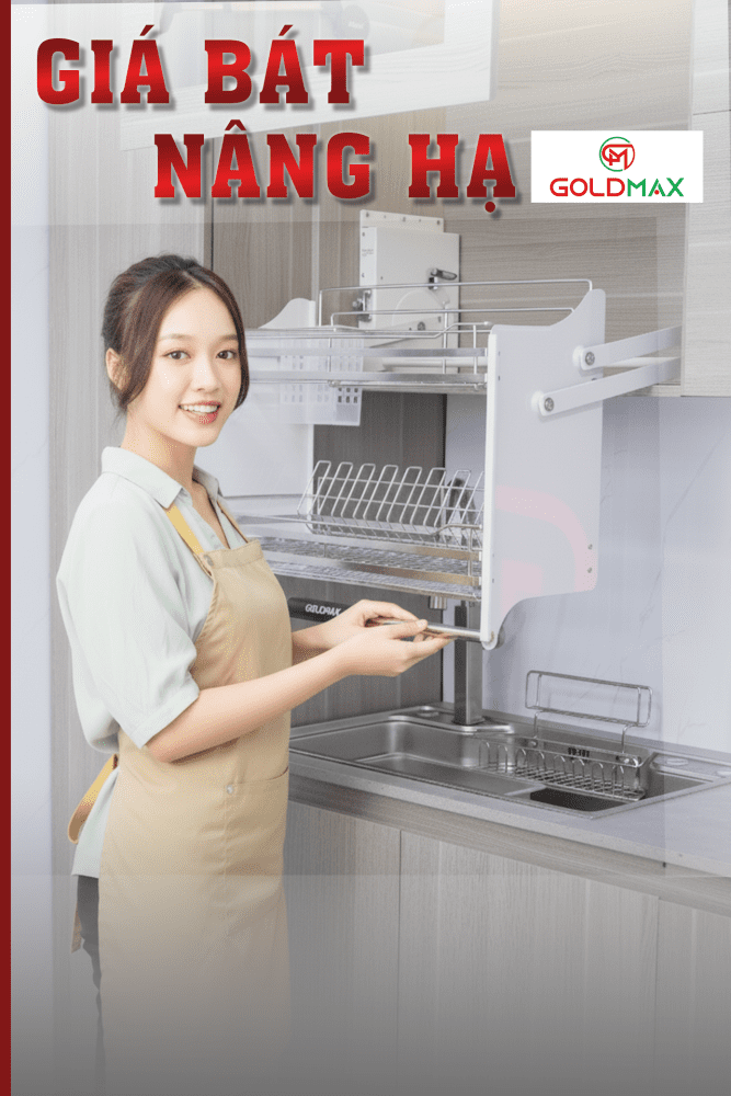 phụ kiện tủ bếp goldmax giá bát nâng hạ