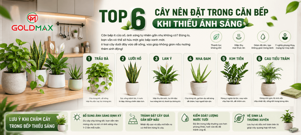 Top 6 Cây Nên Đặt Trong Căn Bếp Khi Thiếu Ánh Sáng