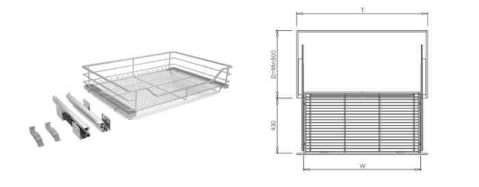 Kích thước lắp đặt giá để xoong nồi 304 nan tròn 304