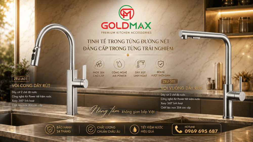 Vòi rửa bát inox 304 Goldmax