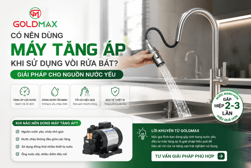 có nên dùng máy tăng áp khi sử dụng vòi rửa bát