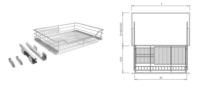 Kích thước lắp đặt giá để xoong nồi đa năng nan tròn cao cấp inox304