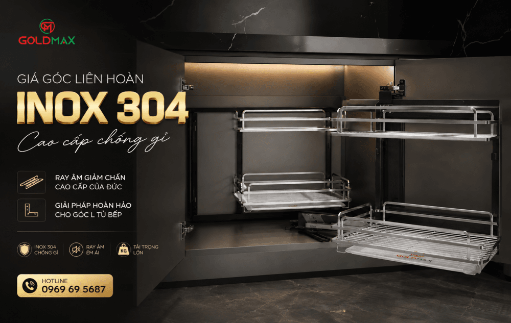 Giá góc liên hoàn giải quyết vấn đề góc bếp